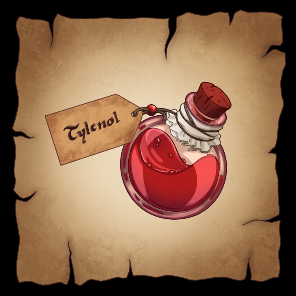 Digital illustration of a fantasy healing potion